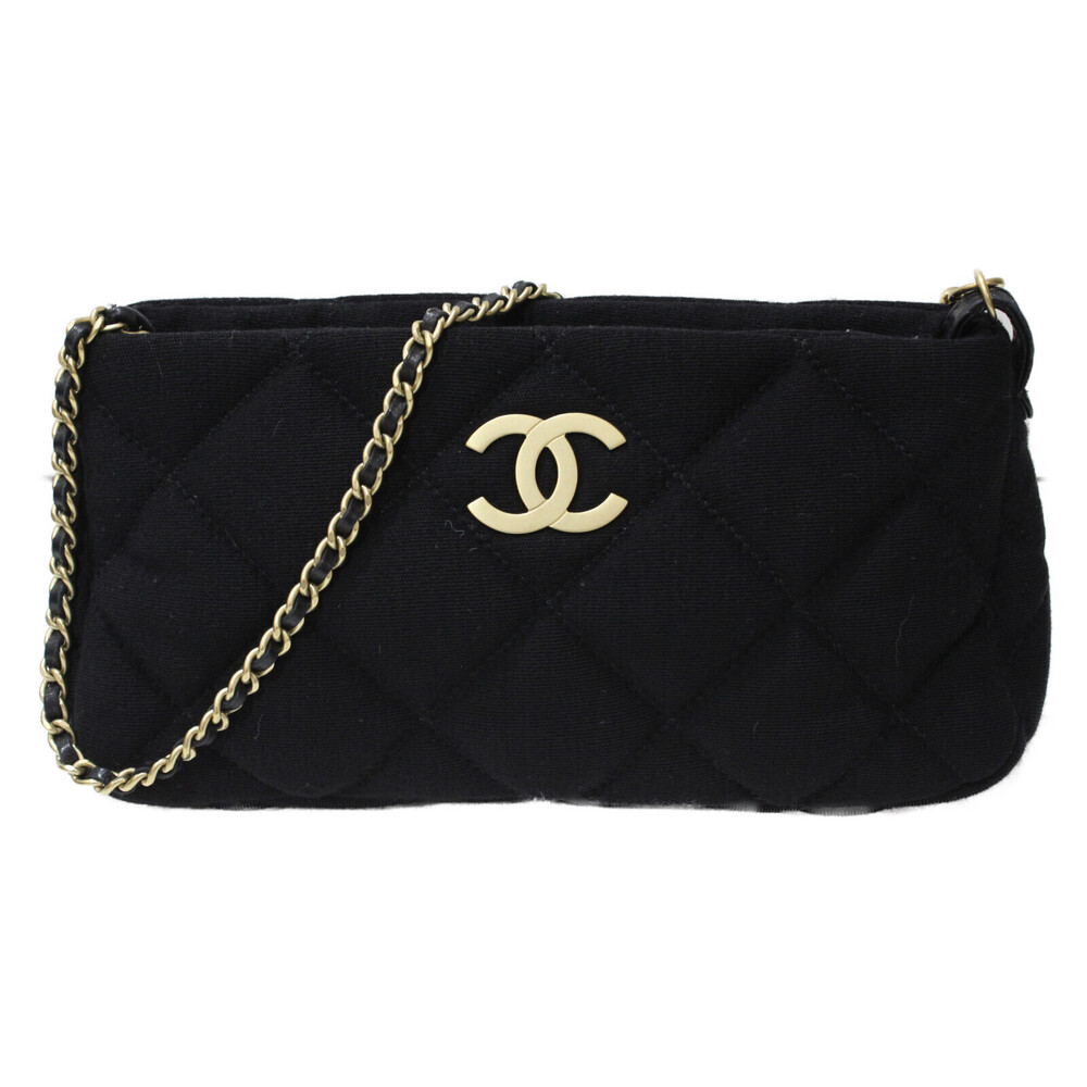 CHANEL Matelasse Chain Pouch Black Bag Giving